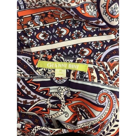 Gianni Bini Women’s Tunic Top Blouse Paisley Size M Long Sleeve V Neck - Picture 6 of 15